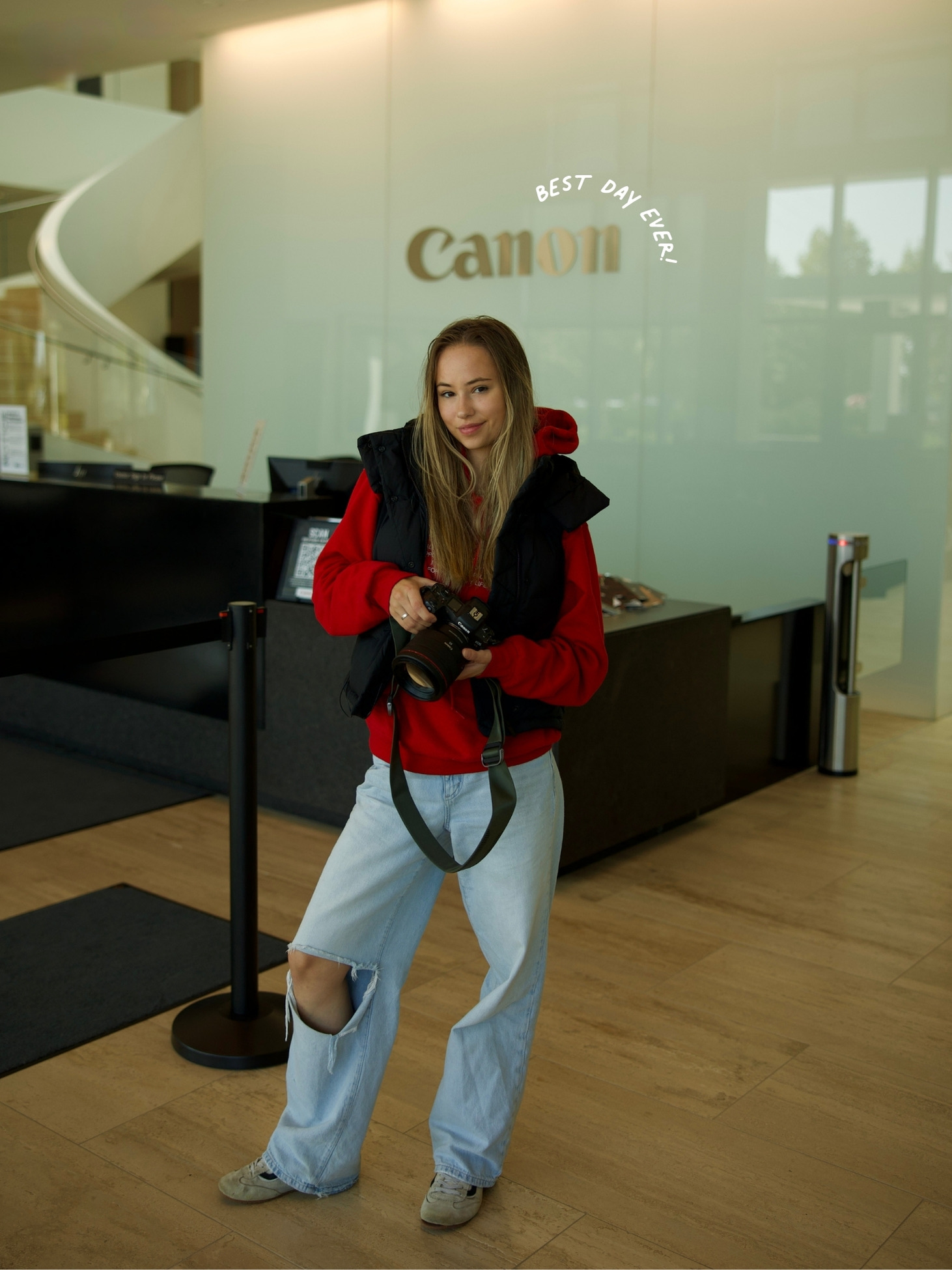 Zoe visiting Canon Canada headquarters in Toronto