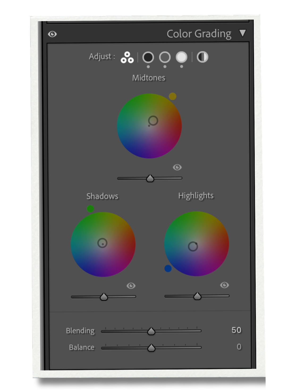 Lightroom color grading card