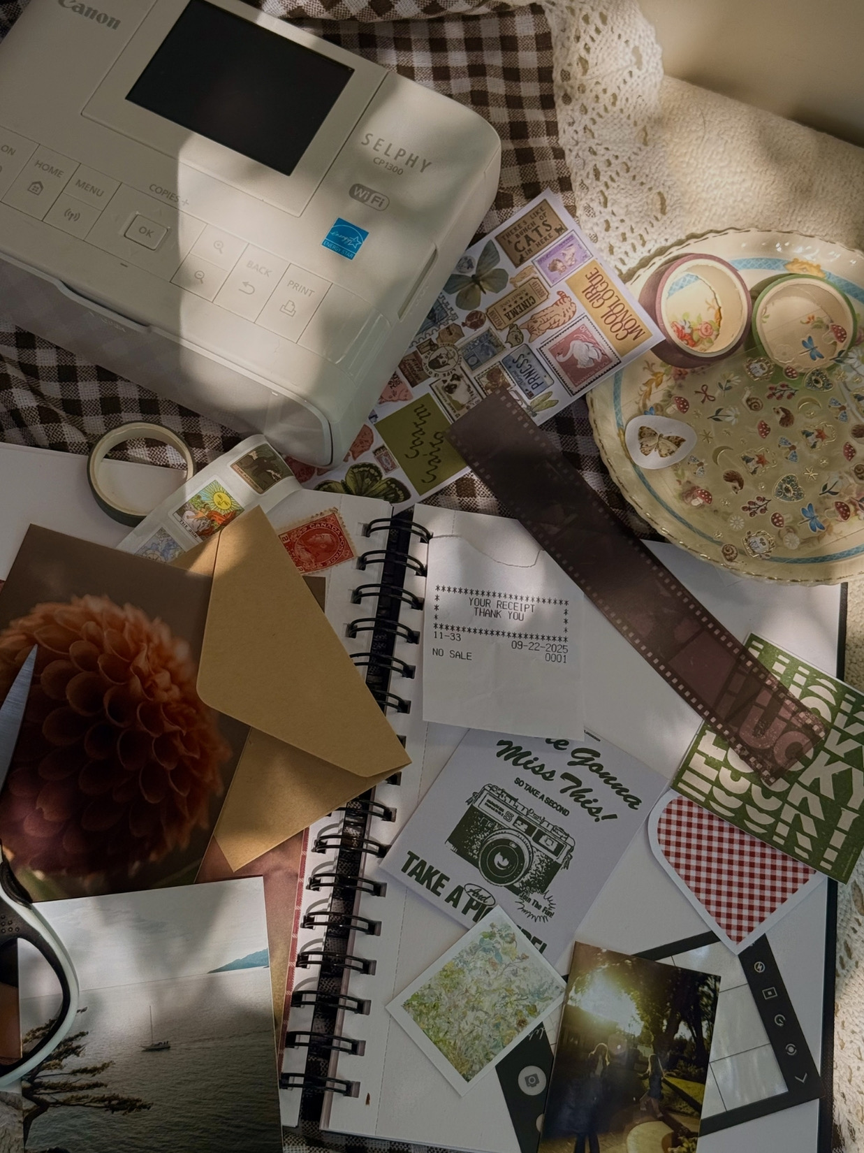 Zoe's scrapbook and photo printing desk